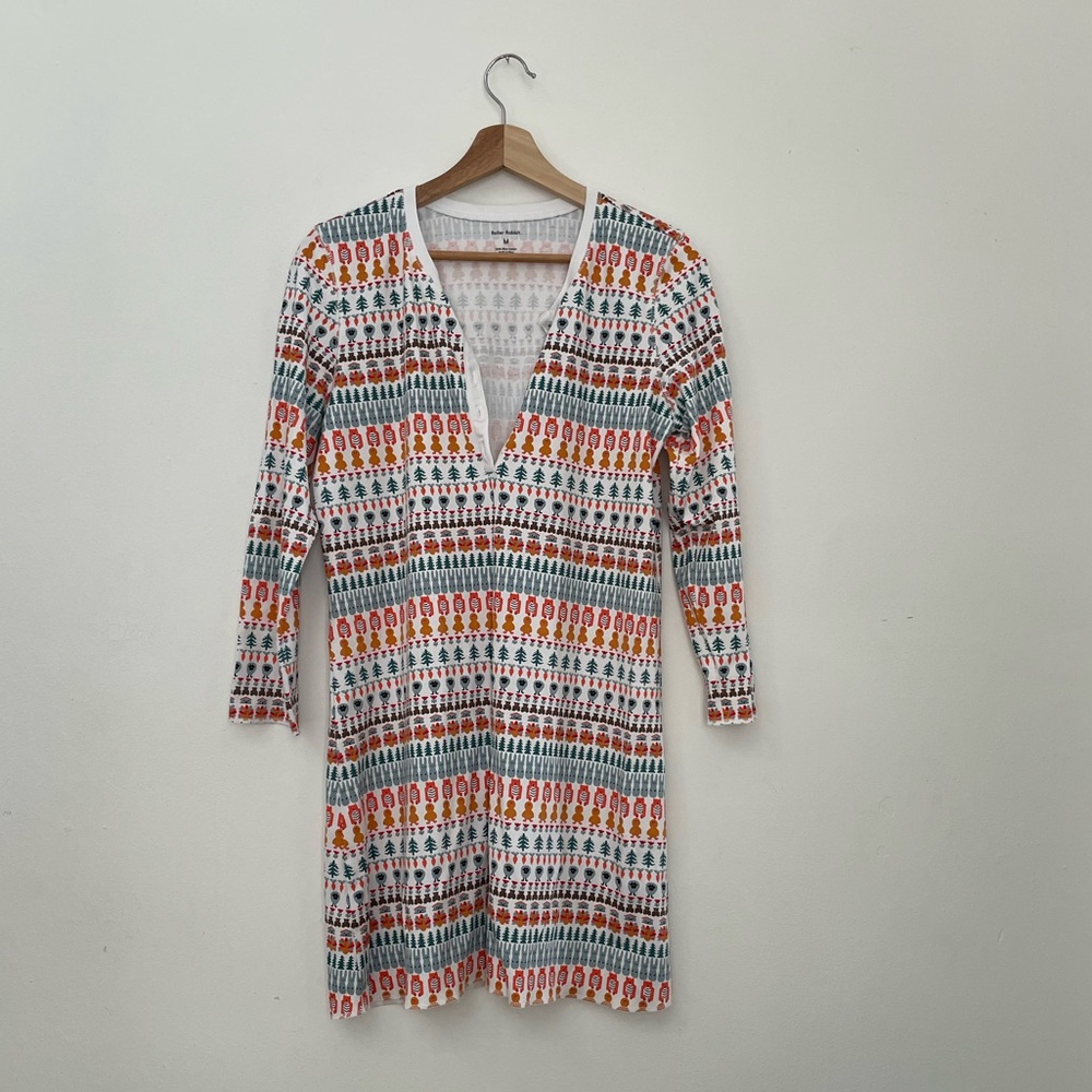 Roller Rabbit Nadine Nightgown size M Thanksgiving Holiday Print